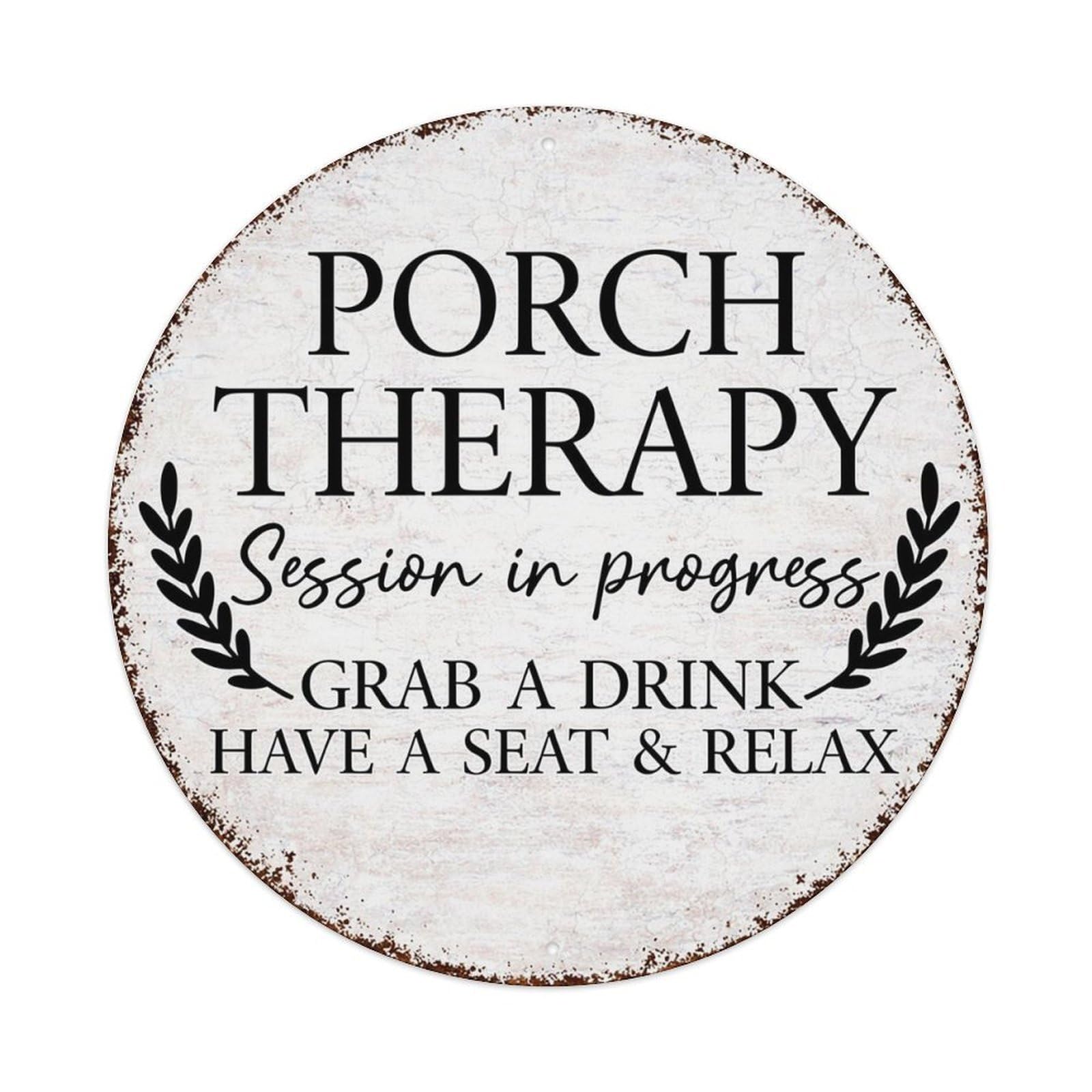 Jdyansheng Vintage Porch Therapy Session In Progress Tin Sign Metal Poster Metal Signs For Home Man Cave Bar Cafe Kitchen Laundry Room Wall Decorations 8X8 Inches