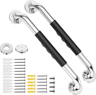 Grab Bars for Bathroom, Aolloa Shower Grab Bar 16inch SUS304 Stainless Steel Anti Slip Bathroom Handicap Grab Bars, Applicable to Bathroom Shower (Silver 2Pack)