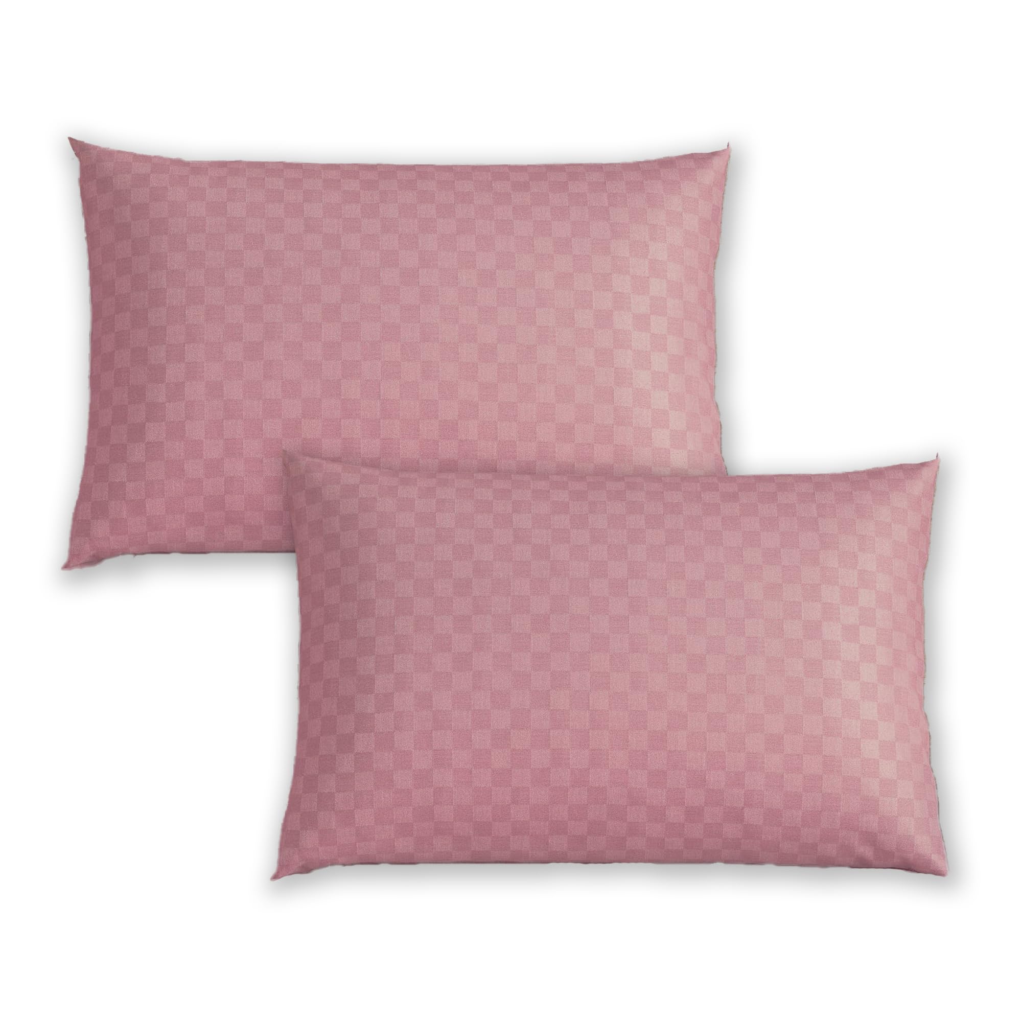 Trance Home Linen 300TC 100% Cotton Jacquard Checks Pillow Covers | Set of 2 Pillow Cases |Standard Size (20 x 30 inch, Dusty Rose)-image-37