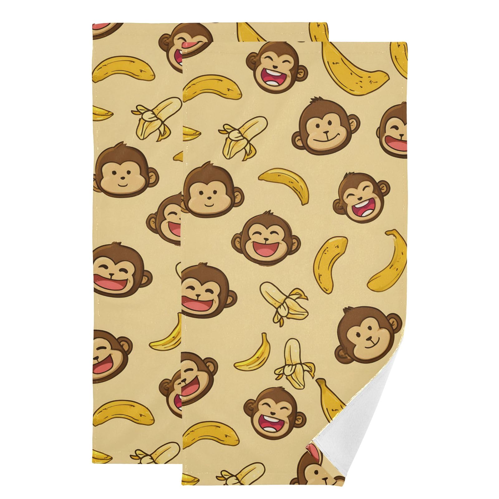 Toallas de cocina y baño de algodón suave decorativas con secado rápido, Monkey Lovely