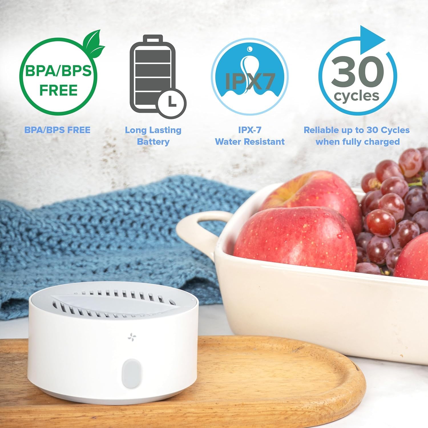 AquaPure Obst- und Gemüse-Reiniger-Maschine mit Aufbewahrungsbehälter, wasserdichtes Produkt-Waschgerät für frisches Obst und Gemüse, Gemüse-Unterlegscheibe für Tiefenreinigung in Wasser