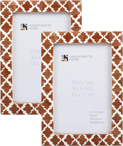 Handicrafts Home Marcos de fotos de 4 x 6 pulgadas, paquete de 2 marcos de fotos hechos a mano de la colección Casablanca, perfectos para pared y