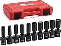 Vista 1 de CASOMAN 10 piezas de 1/2 pulgada de profundidad Juego de llaves de impacto universal métrico, 10-19mm