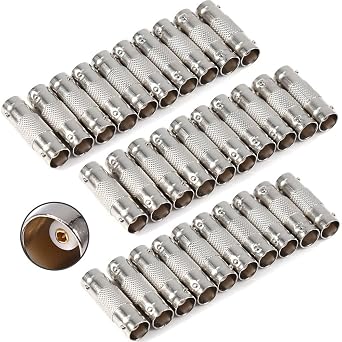 exgoofit BNC Connector Pack 30pcs BNC Female to Female Straight Coupler Adapter for CCTV Camera Survelliance System