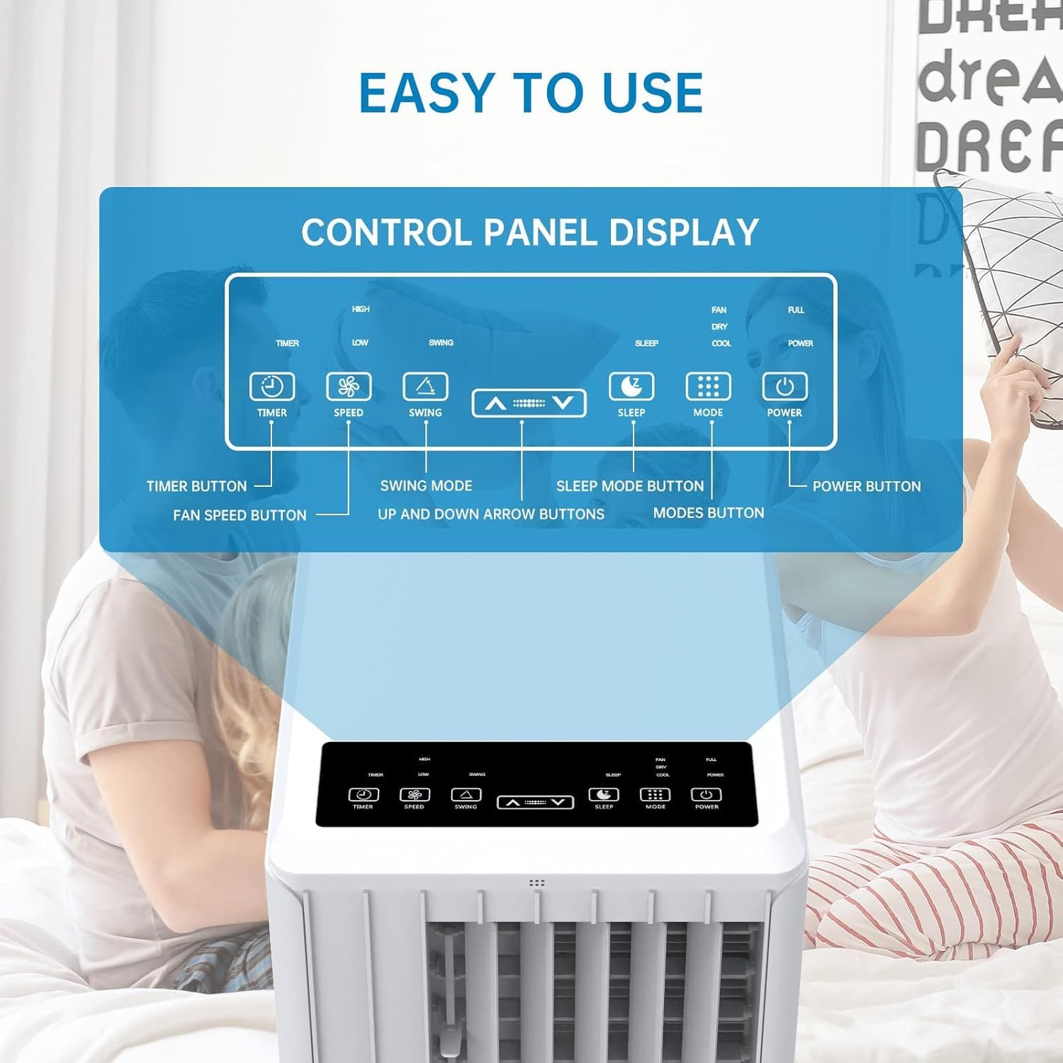 Mobile Klimaanlage 7000 BTU 3-in-1- Kühlung, Entfeuchtung 36L/Tag & Ventilator | 24h-Timer, Schlafmodus, Fernbedienung | Geeignet für Räume bis 15 m² | Weiß
