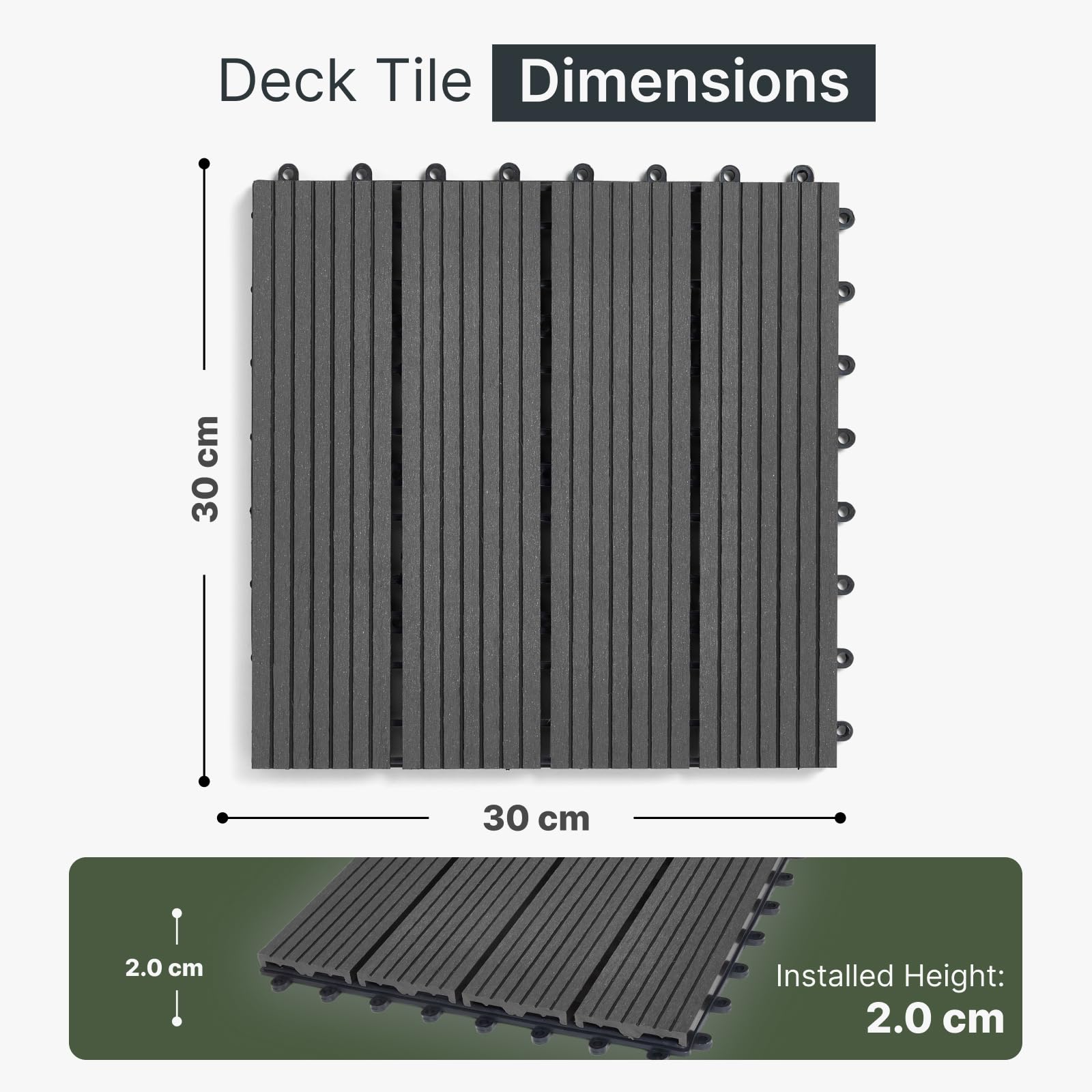 Click-deck - Baldosas de composite para patio, balcón, terraza, jacuzzi, juego de 6 unidades