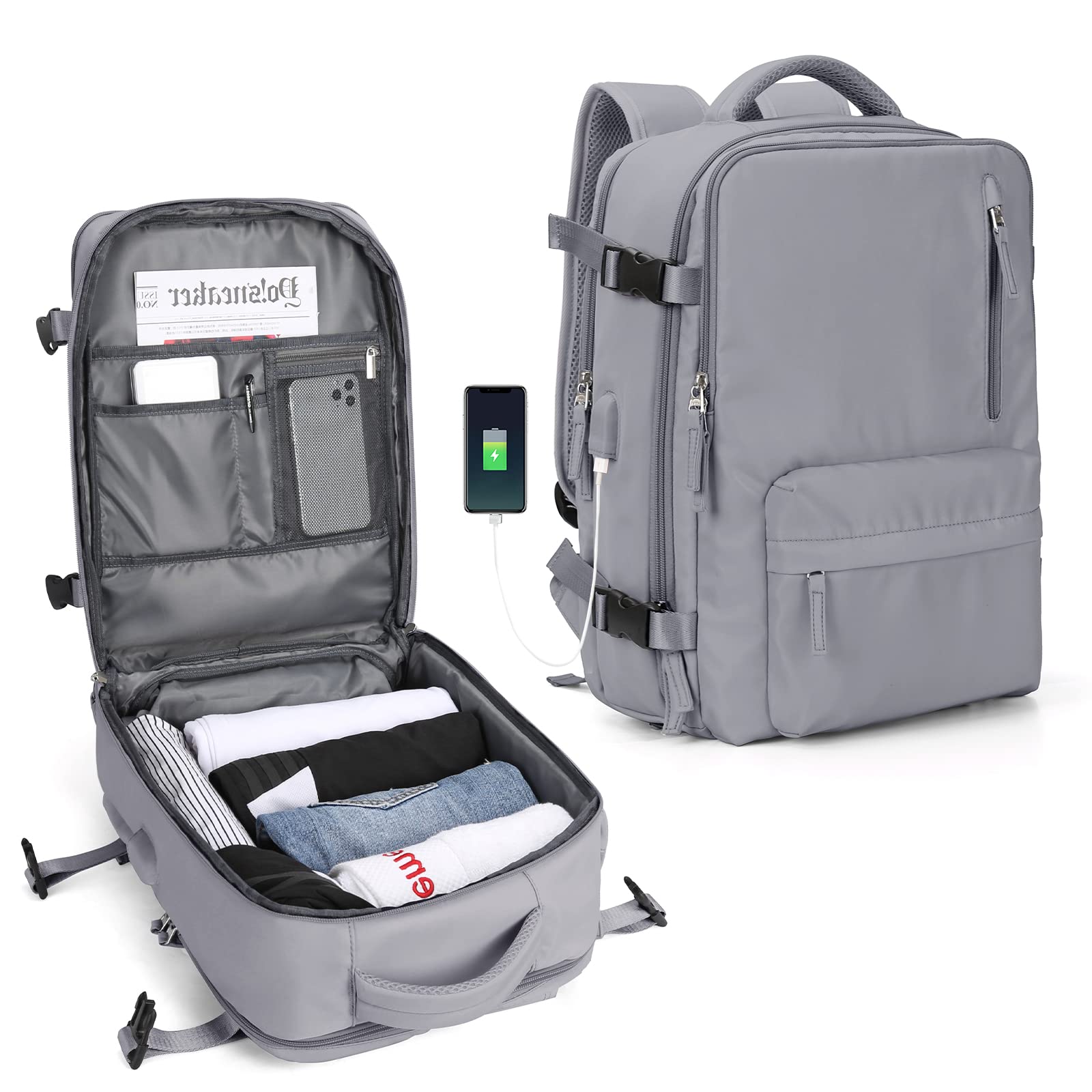 SZLX Borse da Cabina per Easyjet 45x36x20 Zaino da Viaggio Donna Ryanair 40x20x25 Bagaglio a Mano con porta usb zaino da viaggio aereo bagaglio a mano zaino per laptop Casual Daypack