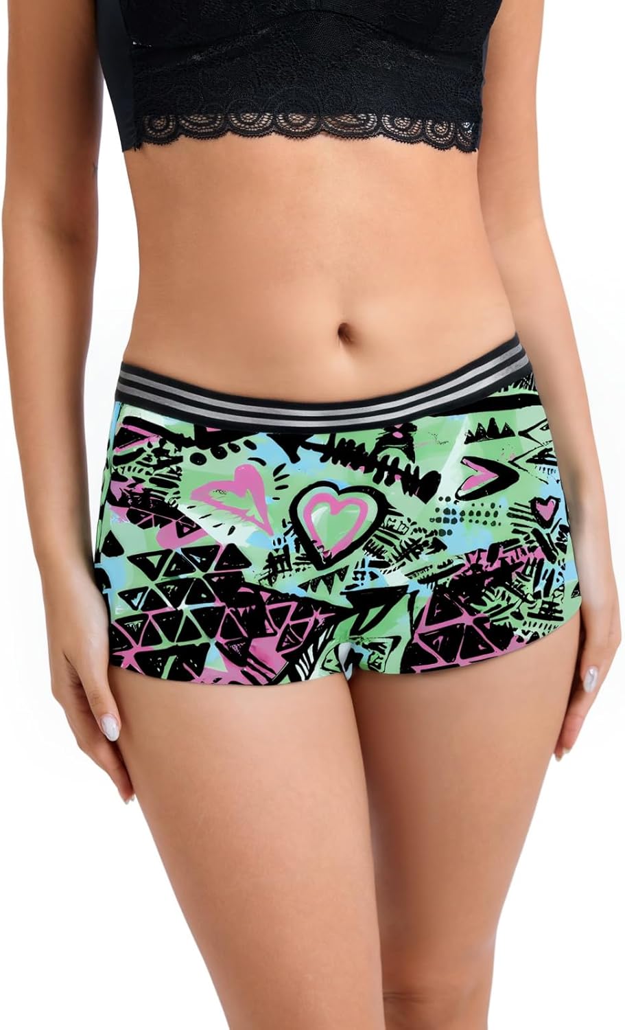 Morvia 3pcs Women Gothic Halloween Skulls Print Contrast Binding Boyshorts Underwear Elastic Waist Intimates Panties - Image 2