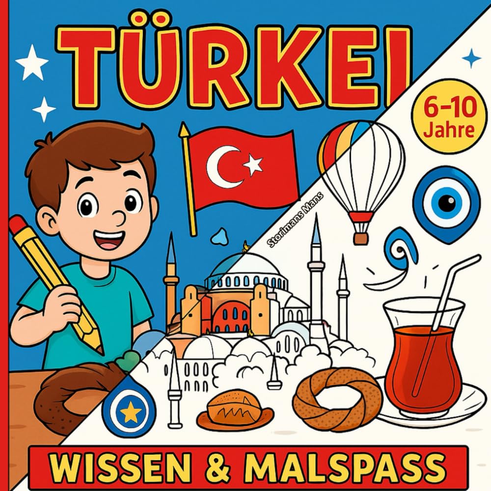 Türkei – Wissen & Malspaß: Fakten kinderleicht erklärt + große, einfache Ausmalbilder für 6–10 Jahre