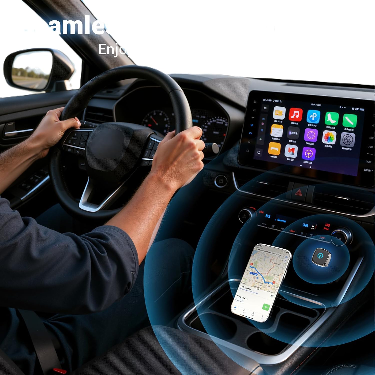 Wireless CarPlay Adapter for iPhone & Android Auto Adapter, Convert Wired to Wireless CarPlay Dongle,Dual-Band 5.8G WiFi+Bluetooth 5.4, Plug&Play, Compatible iOS10+ & Android11+