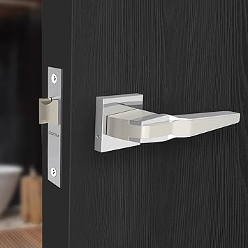 Plantex Heavy Duty Door Lock Bathroom Door Lock/Mortise Keyless Handle Set for Home/Bathroom/Store Room/Balcony/Office with Baby Latch Bathroom Accessories (7064 Satin White & Chrome Finish)