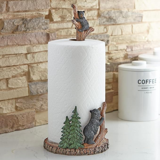 BLACK FOREST DECOR - Alpine Bear Paper Towel Holder - Tree Climbing Bear Kitchen Decor