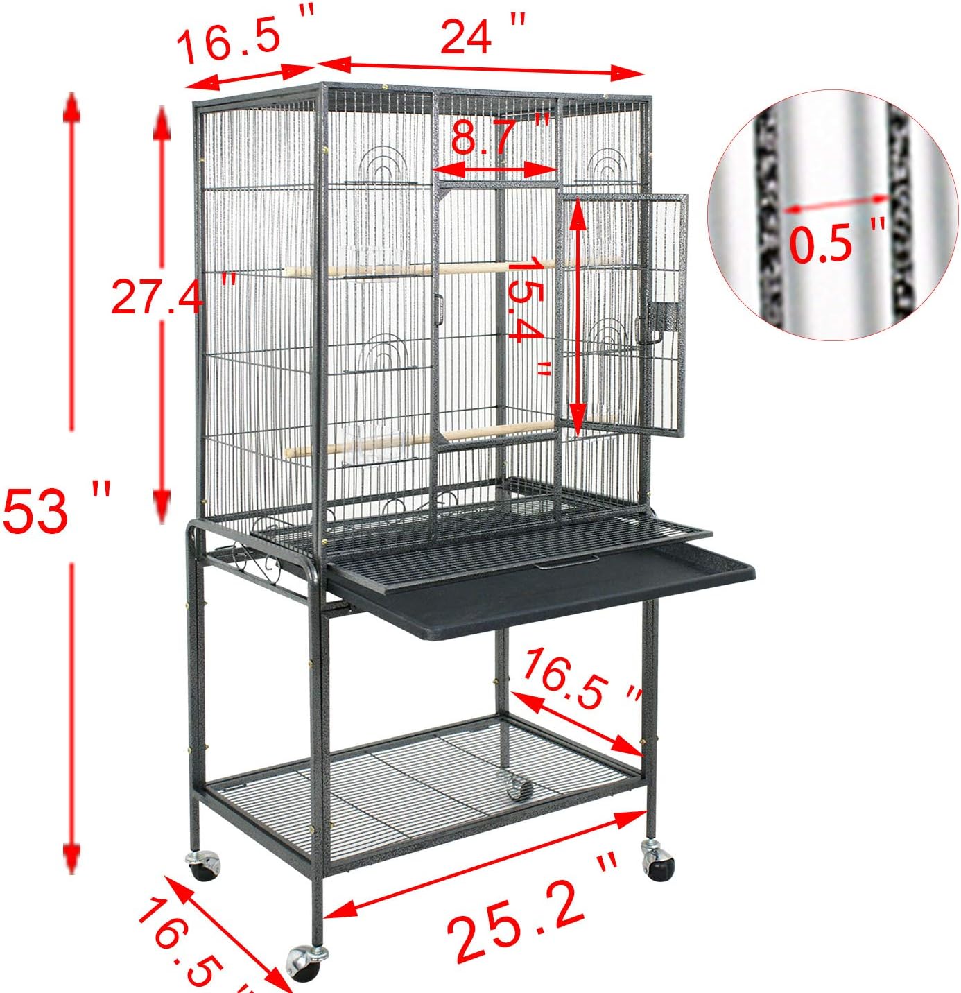 ZENY Bird Cage with Stand Wrought Iron Construction 53-Inch Pet Bird Cage Play Top Parrot Cockatiel Cockatoo Parakeet Finches Birdcage : Pet Supplies