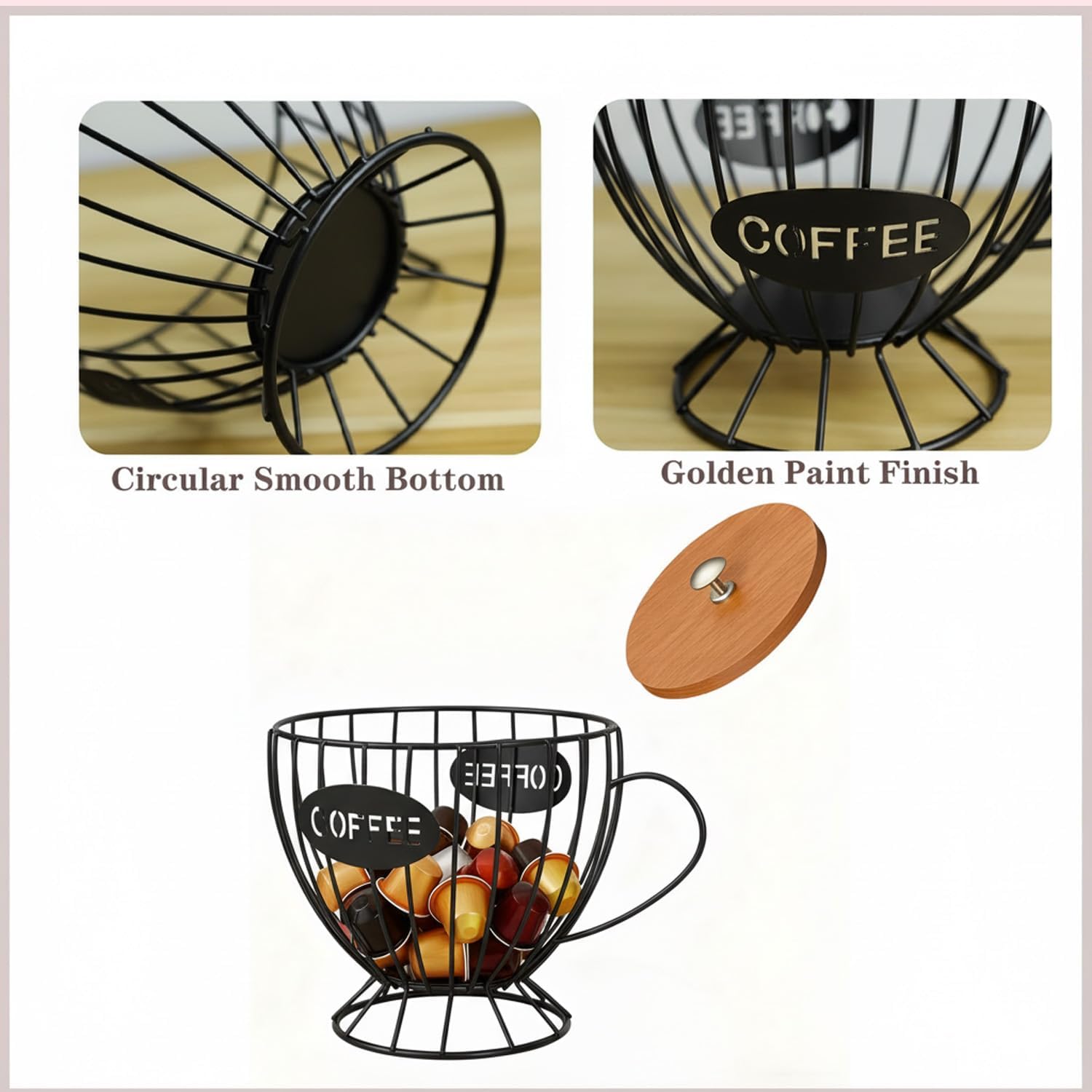 Generic Coffee Pod Holder With Lid - Coffee Creamer Holder Large Capacity Organizer For Counter - Coffee Decor Station For Pods, Espresso, Capsules, Creamer, Black-CC