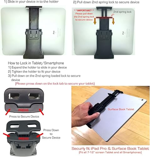 Miniatura 4 de AccessoryBasics EasyAdjust soporte para micrófono de platillo, apto para Apple iPad PRO Air Mini Samsung Galaxy Tab Surface Pro/Book y teléfonos