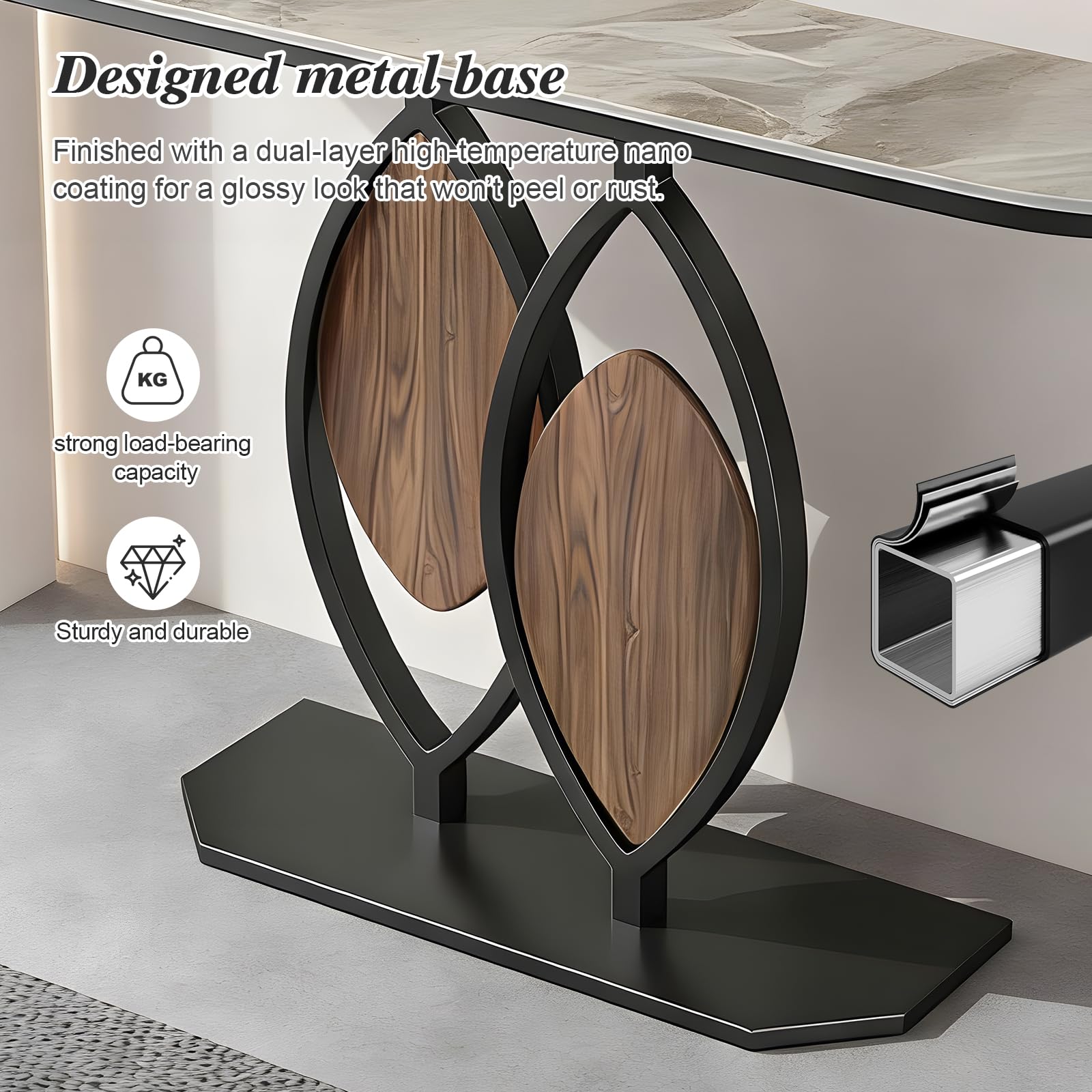 Mesa Consola de Lujo para recibidor, Mesa de Entrada Moderna, Mesa Consola Estrecha de mármol con Base de Metal para Pasillo, Sala de Estar, vestíbulo, 31.5" x 39.4" x 47.2" x 59.1" de Ancho