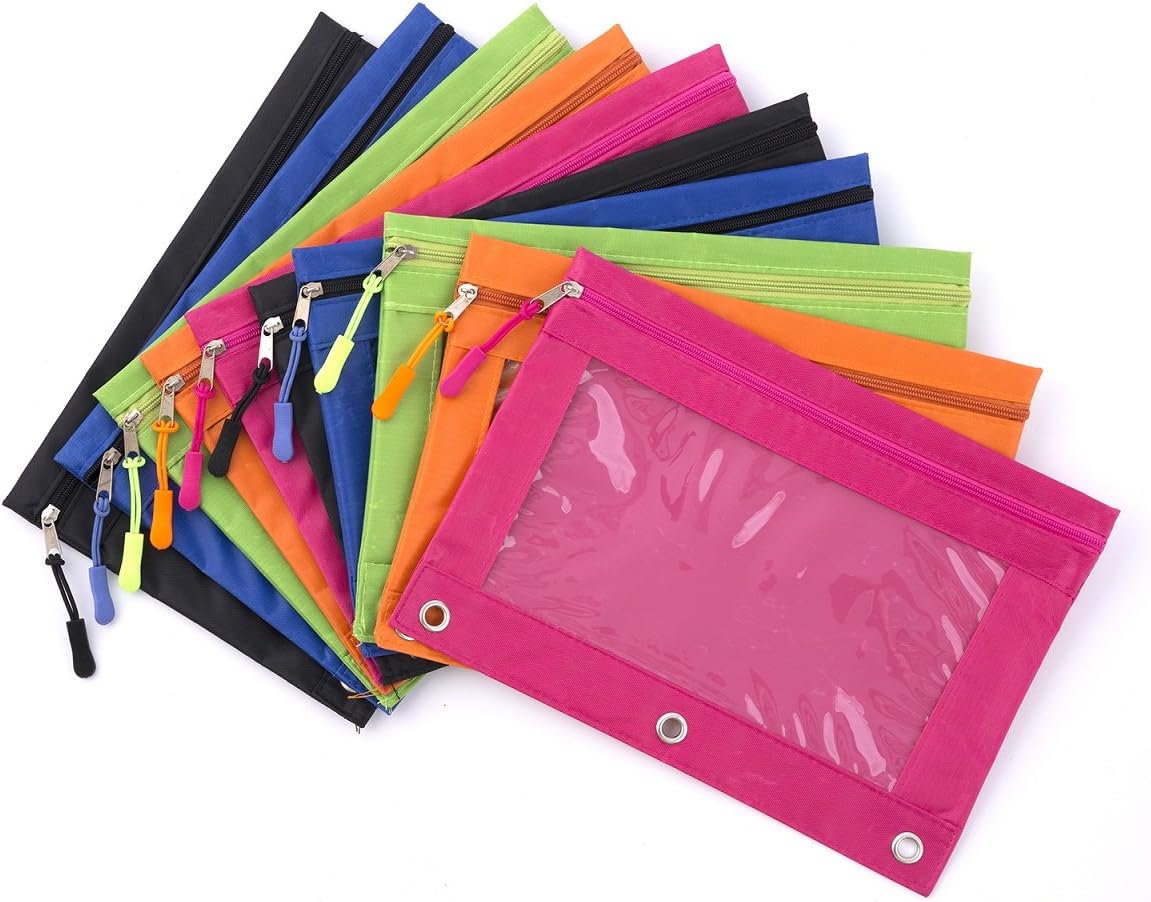 Binder Pencil Pouches, Pencil Pouch for 3 Ring Binder, Clear