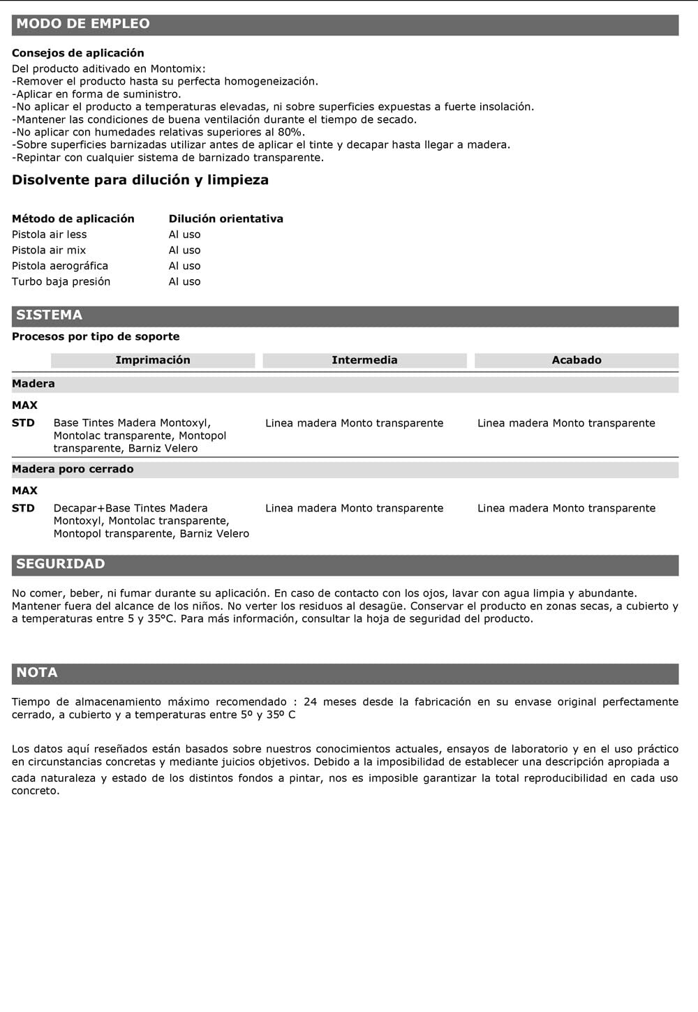 Montoxyl Tinte. Disolución Formulada para Obtener Tintes de Madera al Disolvente (4L, Teca)