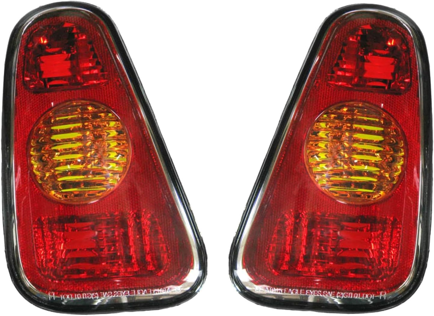 TRQ Rear Tail Lights Set Driver & Passenger Side Fits 2002 2003 2004 Mini Cooper with Bumper Mounted Reverse Light 2005 2006 Mini Cooper Hatchback with Bumper Mounted Reverse Light