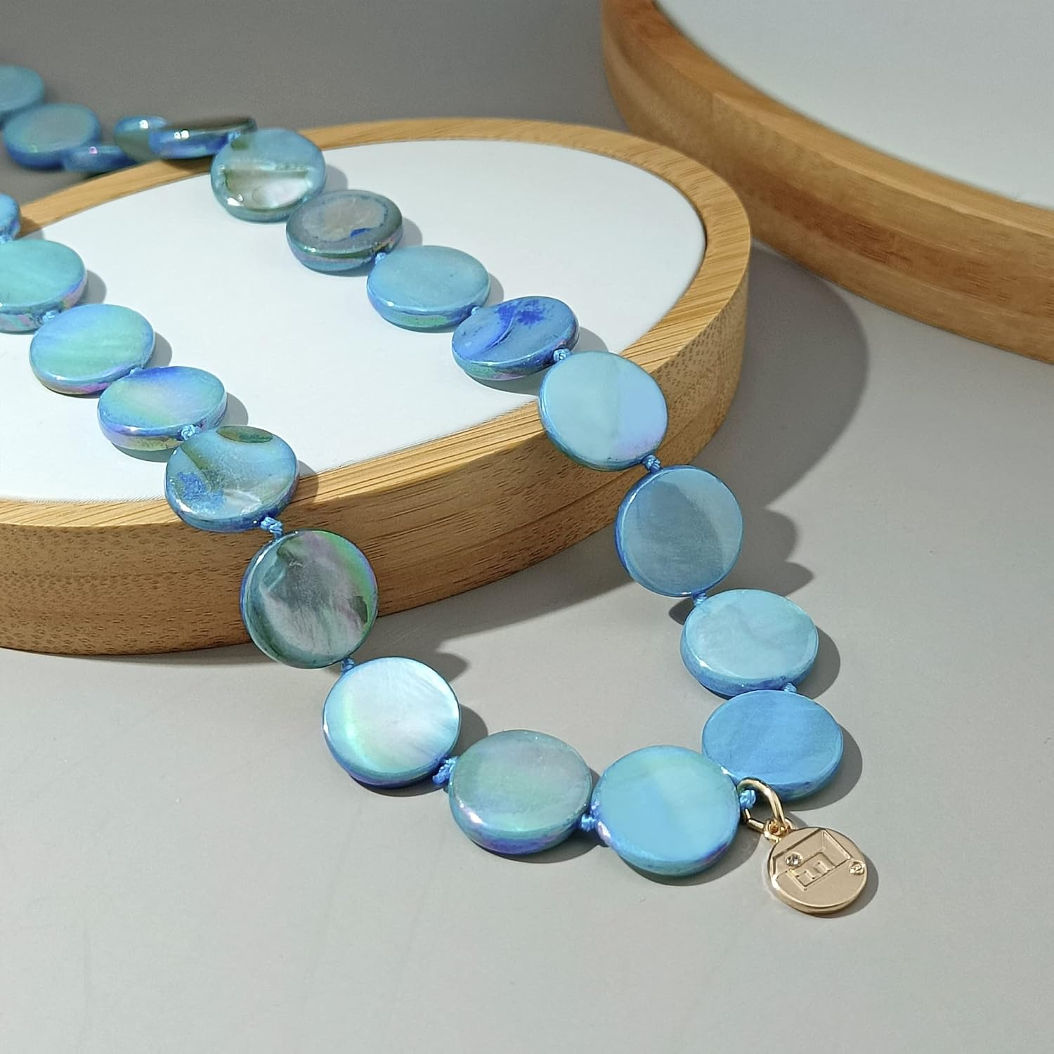 Firstmeet Flat Round Coin Shell Beads Long Knotted Necklace Natural Mother of Pearl Handmade Jewelry For Women - Image 6