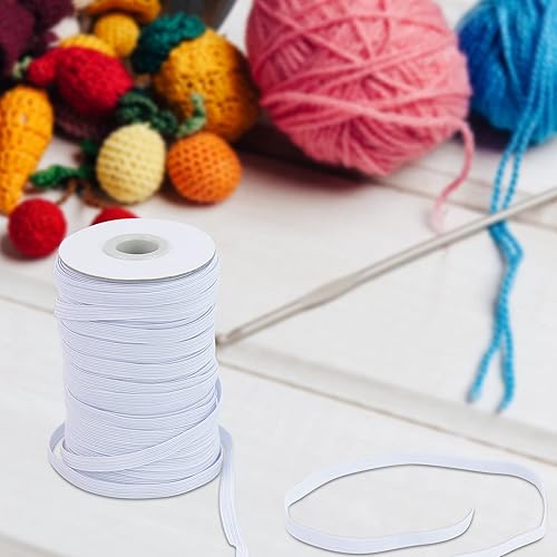 Miniatura 6 de Banda elástica plana para coser, 14 de pulgada 50 yardas de alta elasticidad, cordón elástico blanco de cuerda elástica, carrete elástico de punto