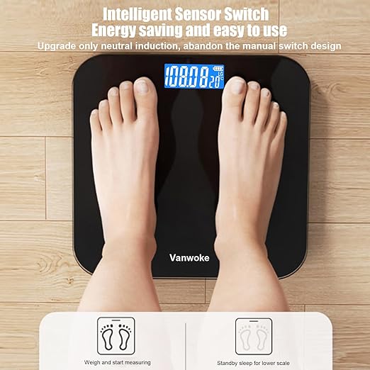 Báscula Corporal Digital Smart Scale Vanwoke Negro 400 lb miniatura 2