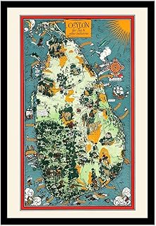 GEORHJ Canvas Painting Wall Mural Print Ceylon Map Art Vintage Map of Sri Lanka Antique Tea Poster Cozy South Asia Dining Room Decor Charming Kitchen Decor Modern Home and Bedroom Decoration 8x12inch