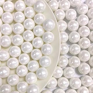 PhilaeEC White Pearls 14mm Size Sprinkles for Cake Decoration Edible Candy Baking Cookie Cupcake Toppers Wedding Party Valentines Halloween Christmas Supplies 3.88oz