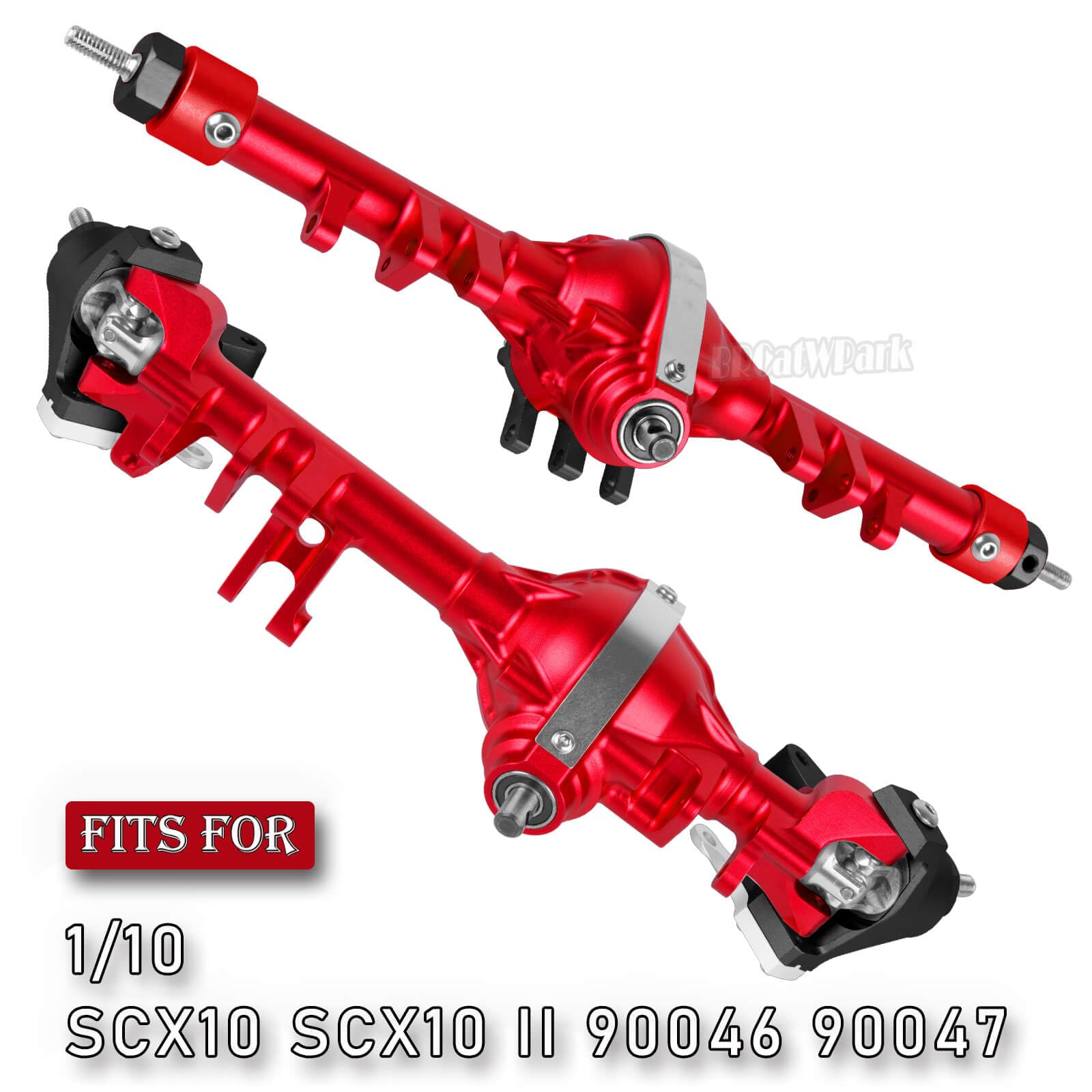 BRCatWPark RC Front Rear Portal Axles Upgrades Part for 1/10 Axial SCX10 SCX10 II 90046 90047,Aluminum Alloy Front Rear Portal Axle Hops Up,Red