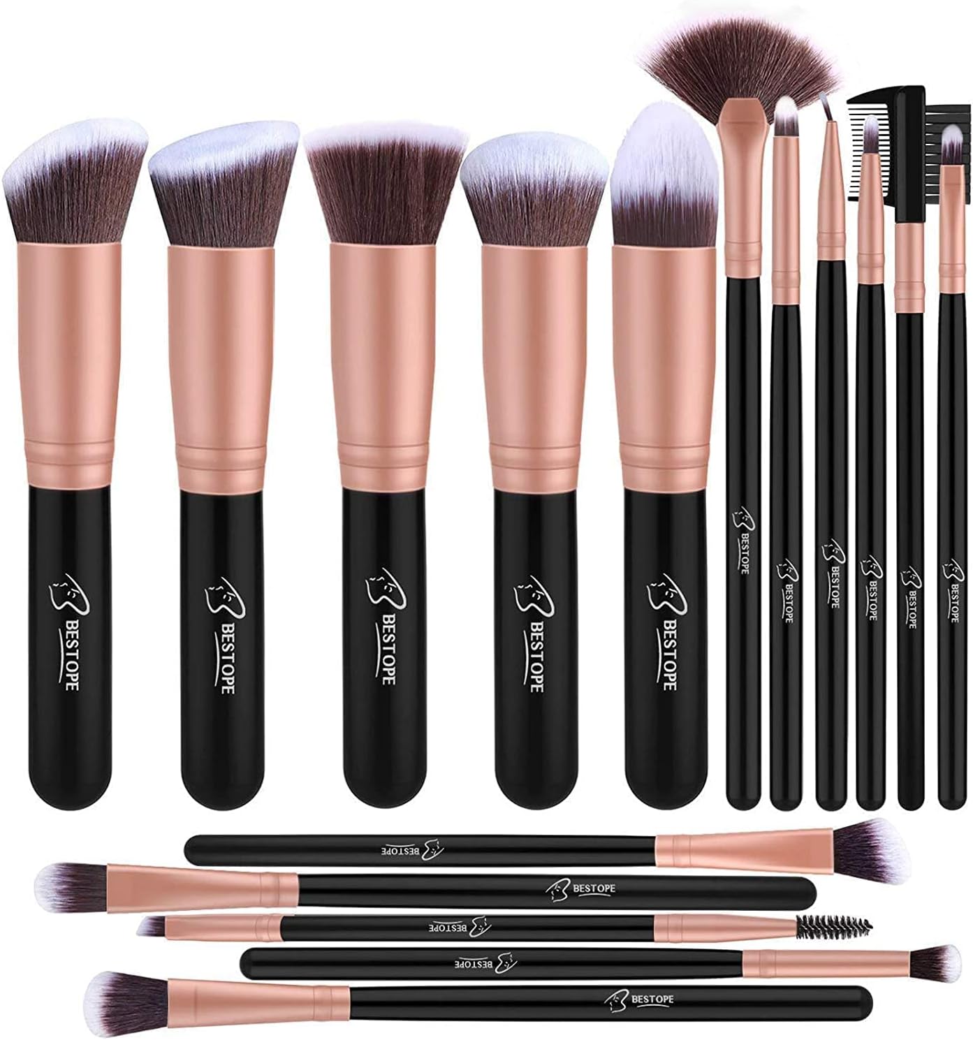 Makeup Brush Set, BESTOPE Pro Makeup Brushes Professional 16-Piece Make Up Brushes Premium Synthetic Brushes for Blending Face Powder Blush Concealers