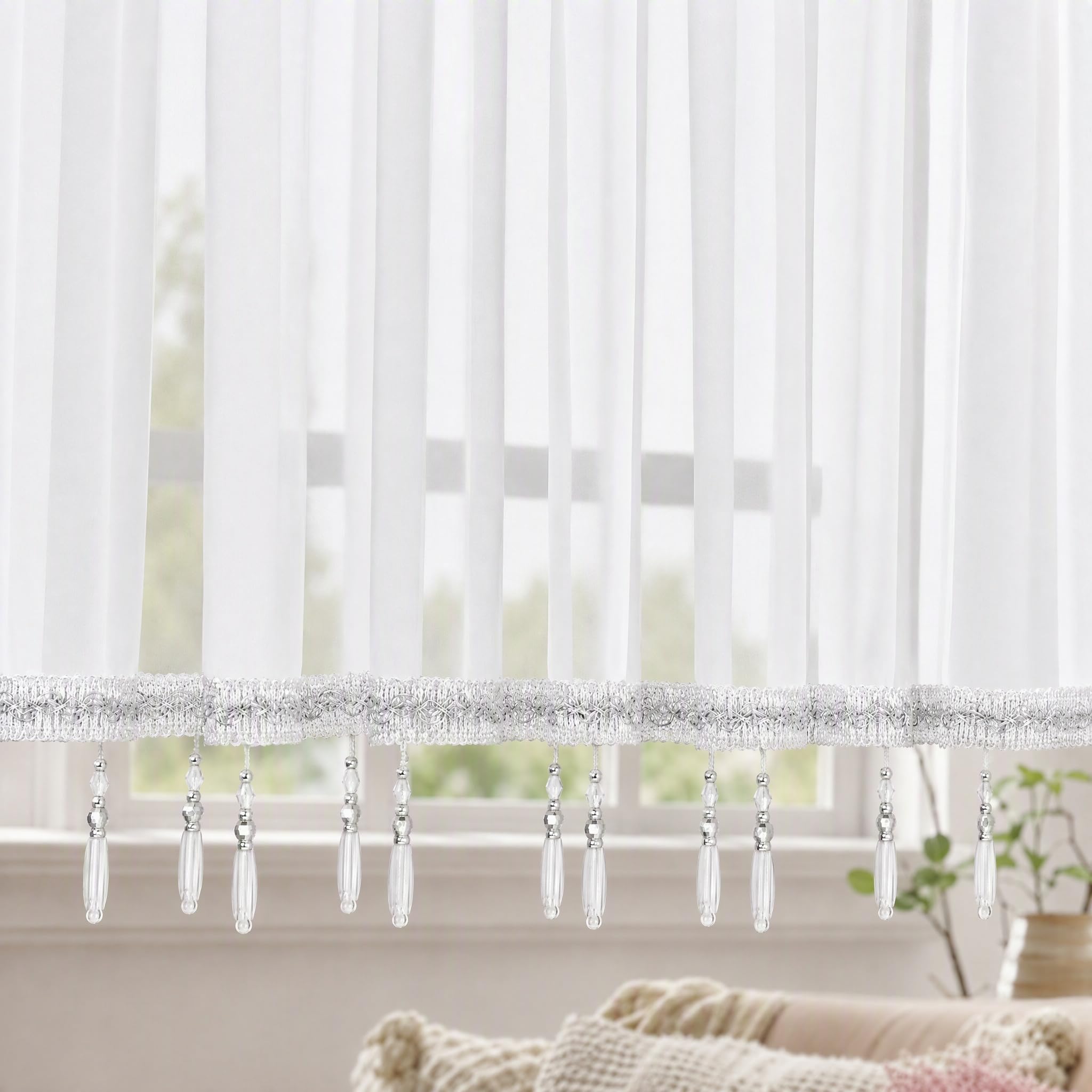 Molaxhome Lace Valances for Windows Swag Sheer Curtain Valance for Kitchen