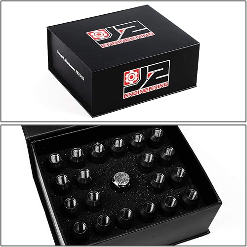 Miniatura 7 de J2 Engineering 7075 Aluminio Negro M12 x 1.5 20 piezas L: 2.362 in Tuerca de extremo abierto con adaptador de enchufe Negro -,Azul,Oro,Rojo