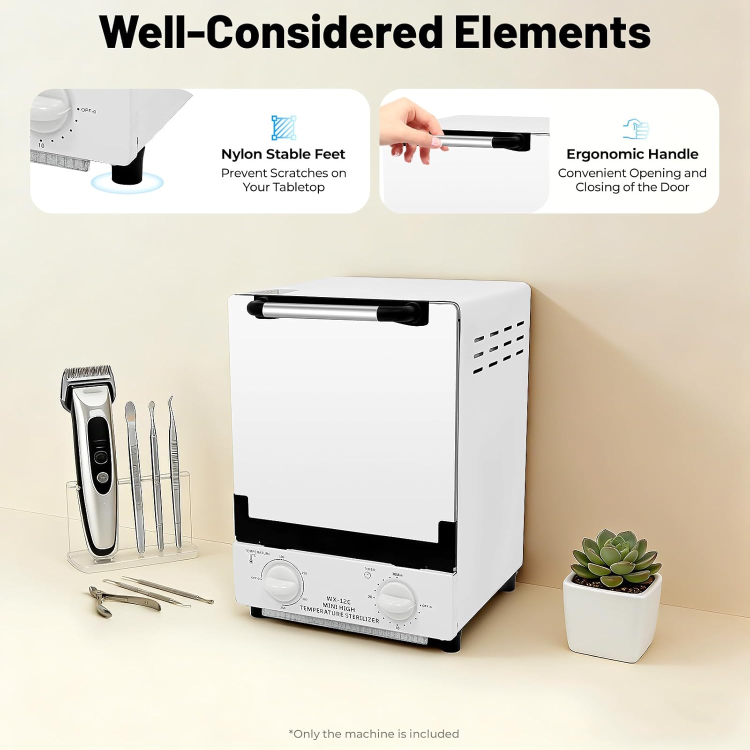 Nail Tool Cleaner, 12L Multifunctional High Temperature Nail Cleaner Dry Box Metal Tools Cleaning Cabinet with 2 Stainless Tray & Temperature Control for Hair Spa Nail Salon Beauty Home