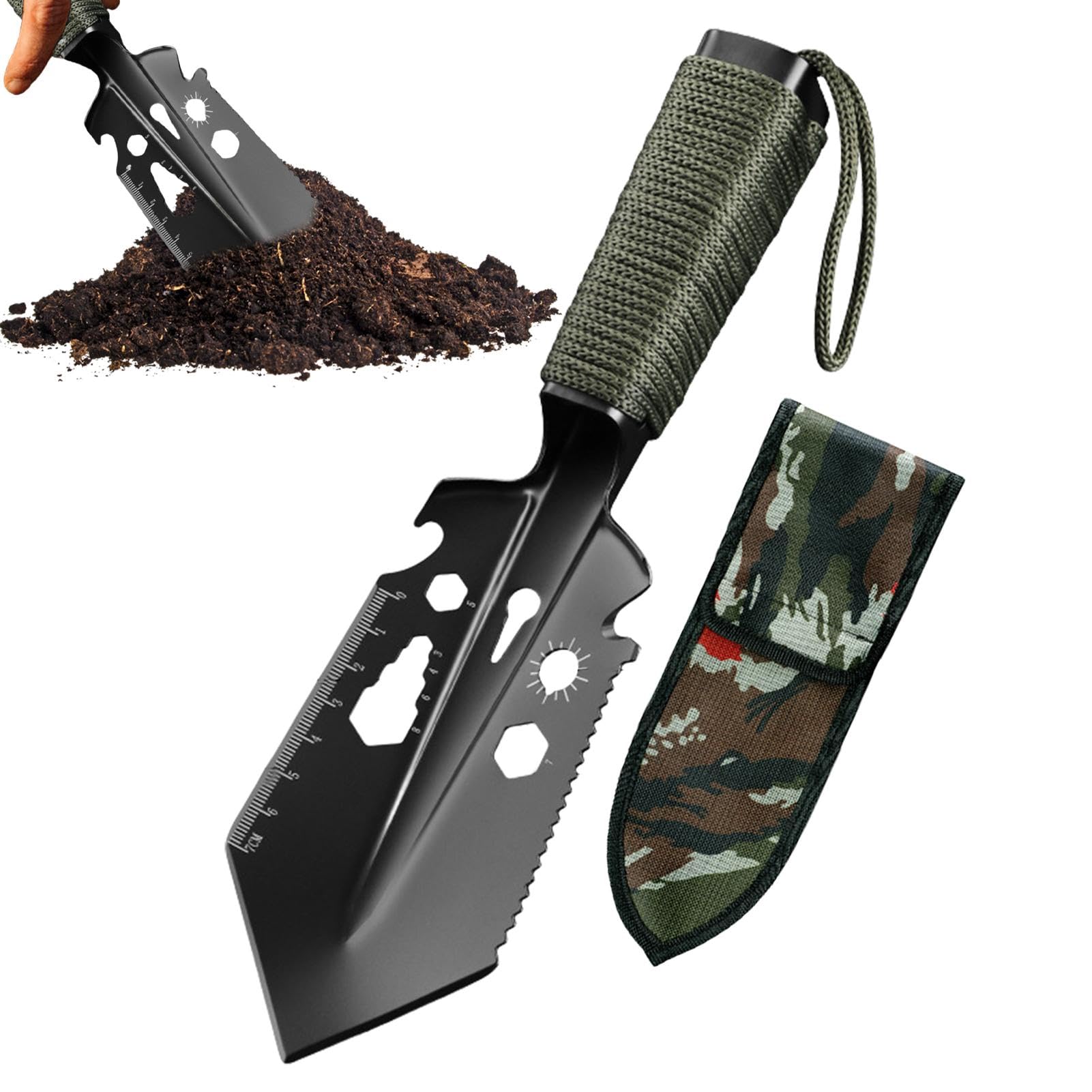 Camping Hand Trowel - 9-in-1 Camping Tool - Shovels for Digging Survival Survival Tool, Survival Small Shovel, Oxford Carry Bag for Hiking