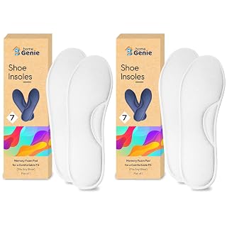 Home Genie Memory Foam Shoes Insole | shoe Insoles for All Shoes | Shoe Insole for heel pain | Super Soft Absorption Pads Comfortable, Soft, Durable, Washable (Pack of 2, White)