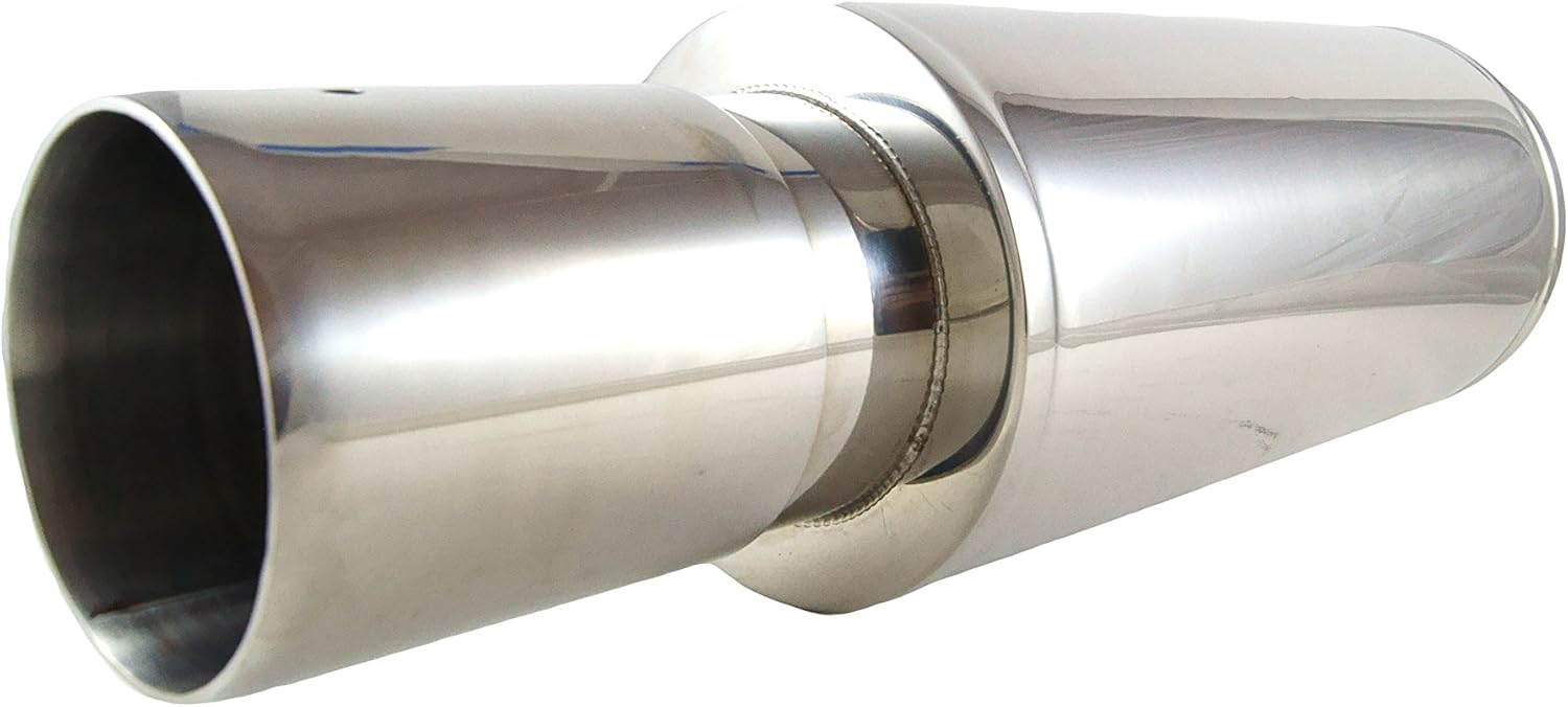 Racing Brake 2.5" Universal Stainless Steel Weld On Racing Muffler Exhaust with 4" Tip