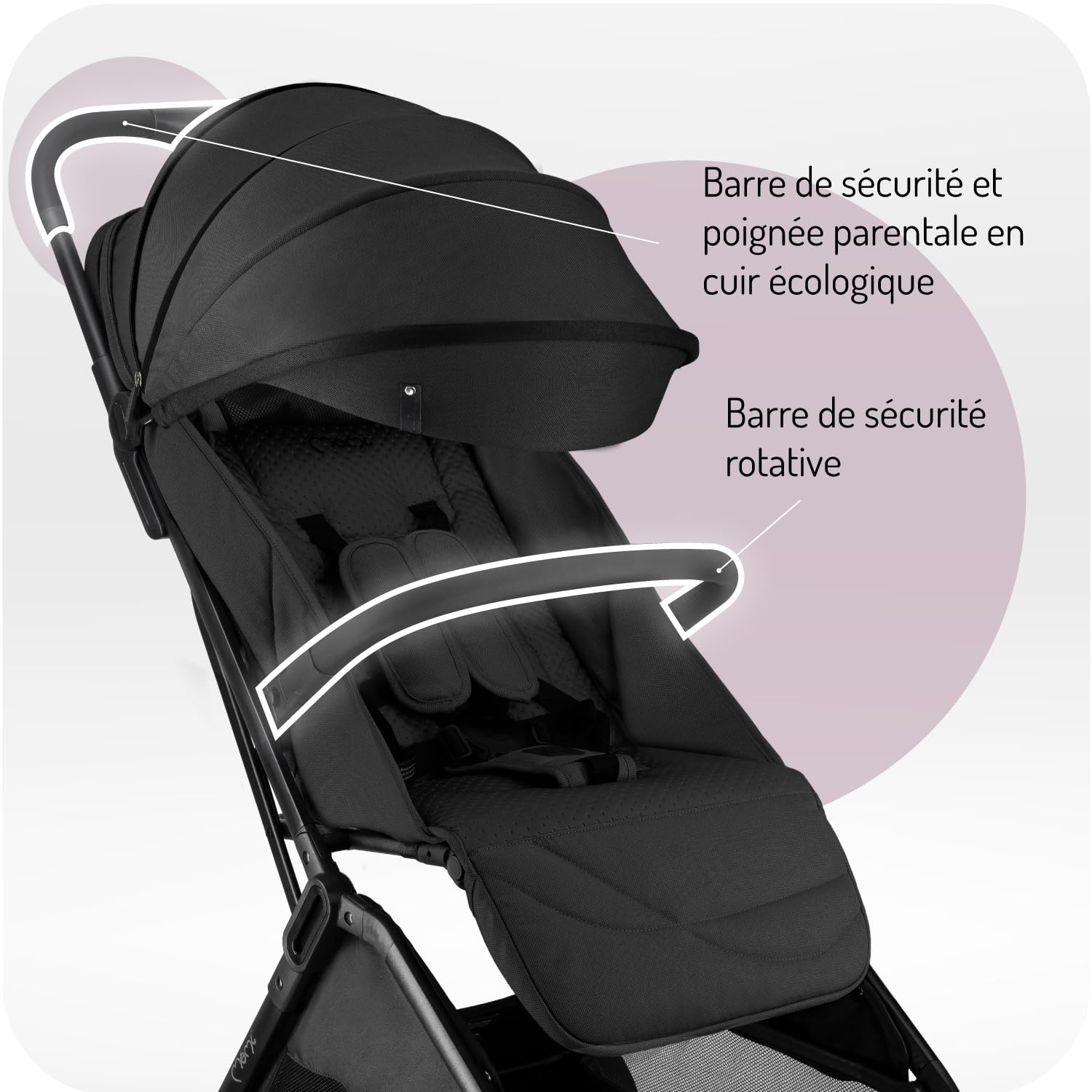 MoMi ANDREA Poussette Compacte Pliage Automatique Jusqu'à 22 kg | Harnais 5 Points, Roues EVA Increvables, Capote UPF 50+, Sac à Dos, Porte-Gobelet, Moustiquaire et Habillage Pluie