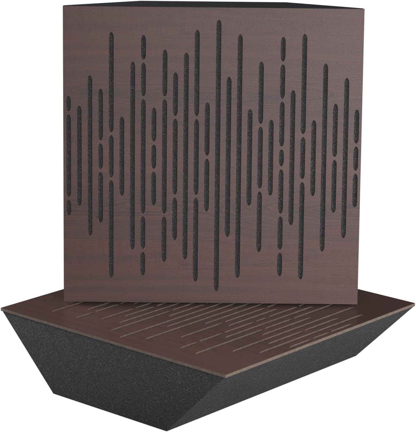 2-Pack — Acoustic Corner Bass Trap | 50x50cm | Audio Soundproofing Record Studio Treatment | Absorption - Diffusion - Reflection | Color: (Nut, x2 WAVE-150mm)