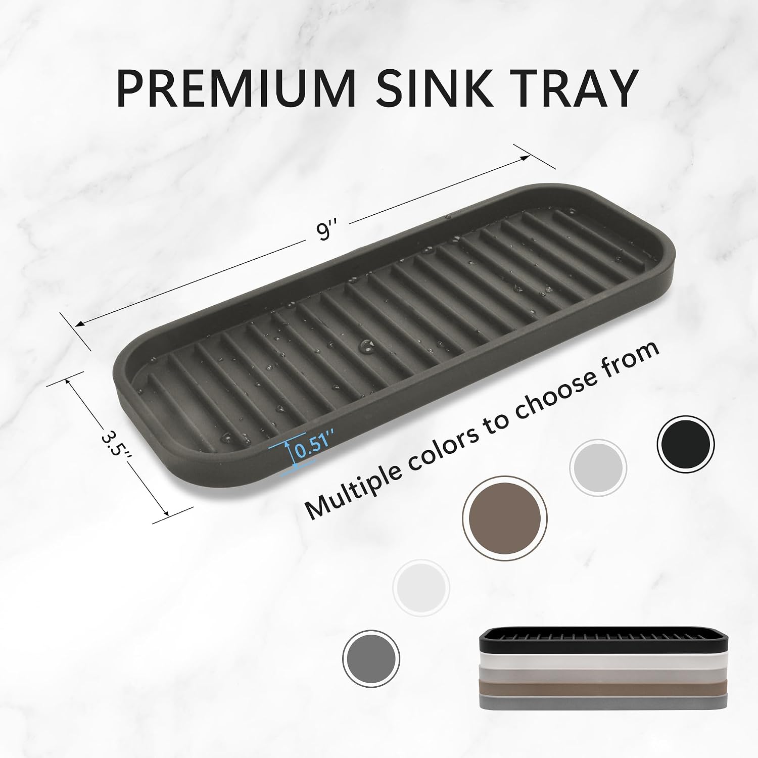 Gosmol Silicone Sponge Holder for Kitchen Sink - Soap Tray 2 Pack Brown