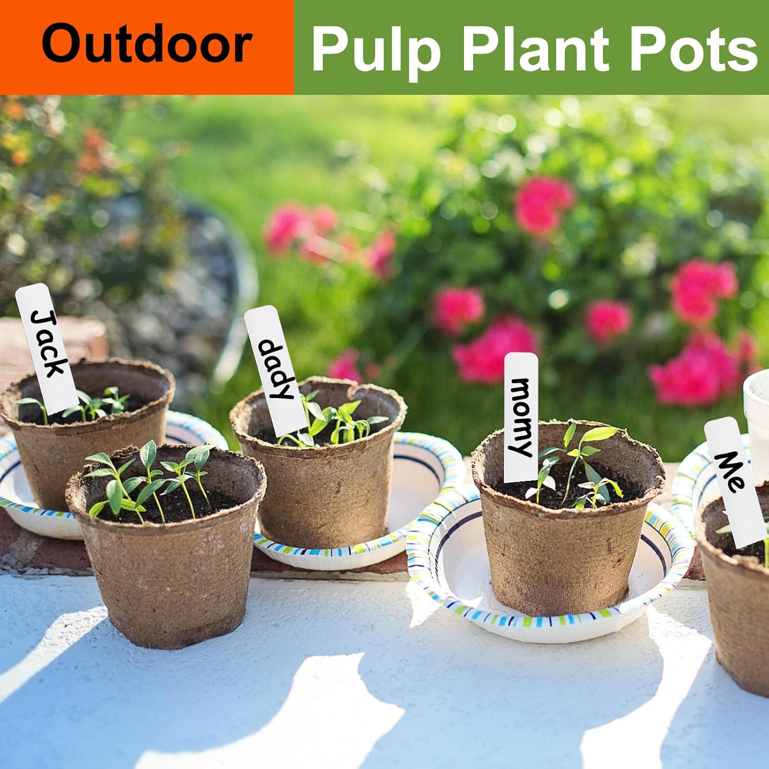 132 Pack Organic Peat Pots, 3.15 Inch Plant Starter Round Nursery Pot with Drainage Holes, Seedling Nursery Box, Seed Starting Tray, Bulk Garden Germination Paper Pulp Container with 132 Plant Labels