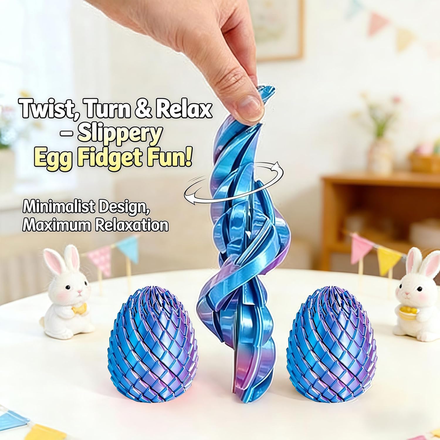 3D Druck Drachen-Ei Fidget Toy - Magisches Unmögliches Ei Dekompression Spielzeug, Unendliche Verwandlung & Flüssigkeitsähnliche Bewegung, Anti-Stress-Geschenk für Kinder und Erwachsene (A)