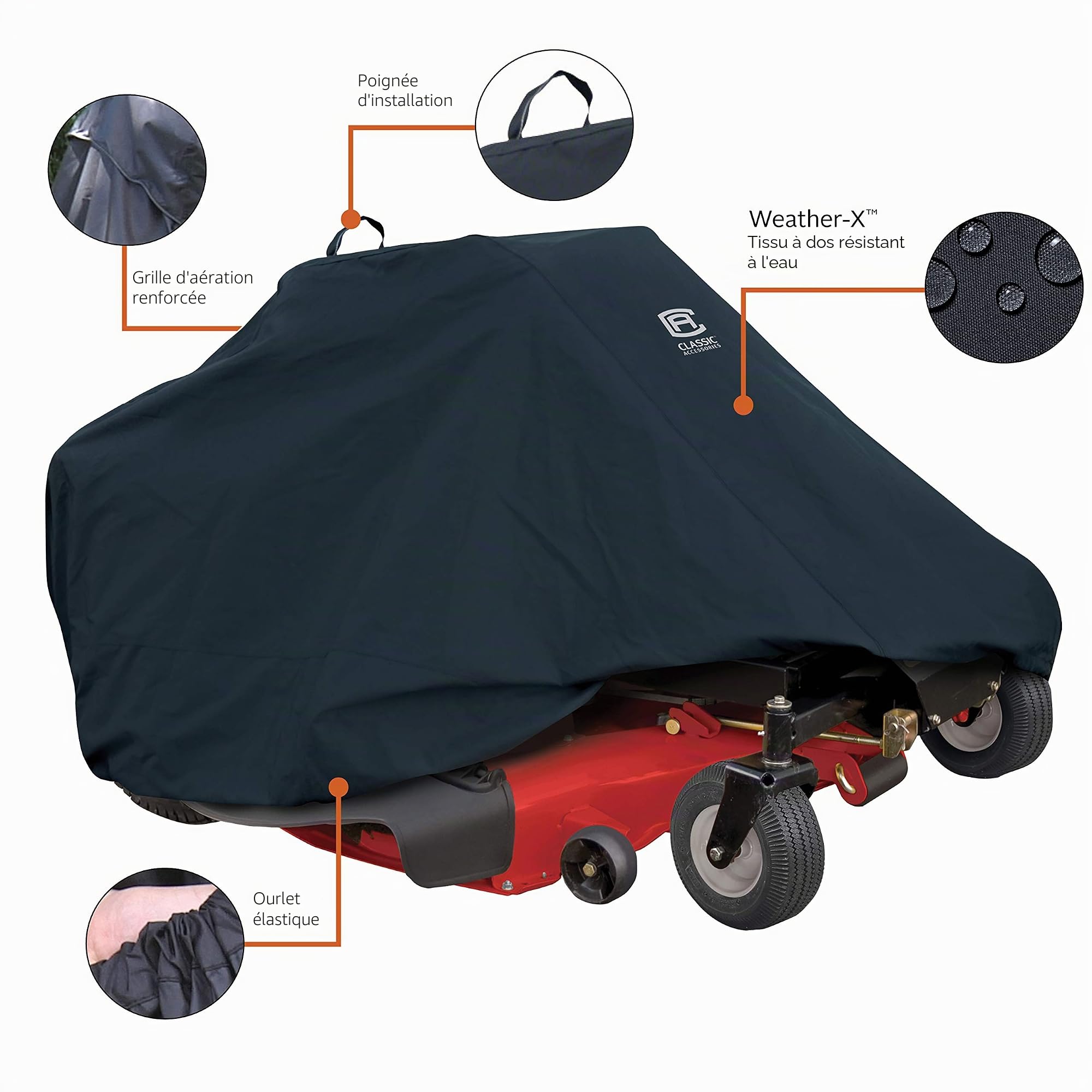 Classic Accessories 52-150-040401-00 Zero Turn Housse pour Tondeuse autoportée Noir 152 cm