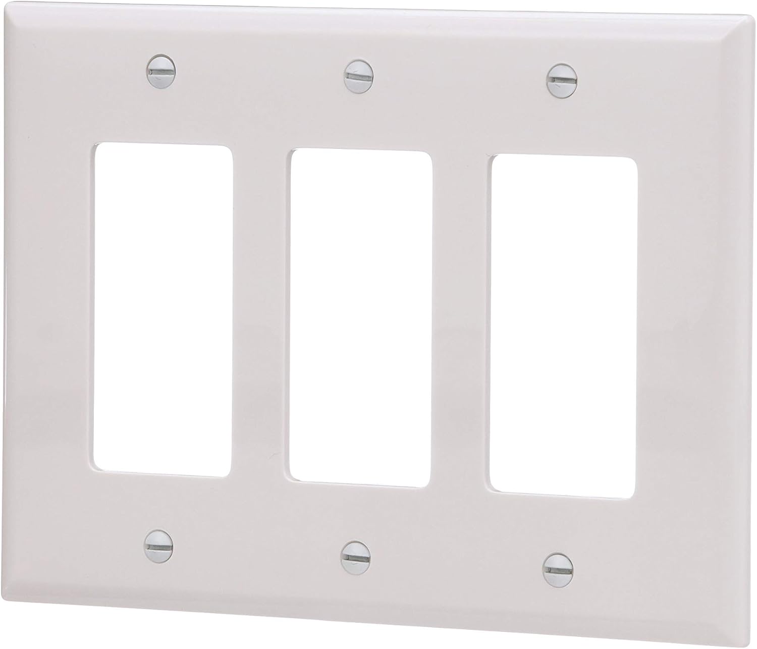 Eaton PJ263W Mid-Size Polycarbonate 3-Gang Decorator GFCI Wallplate, White