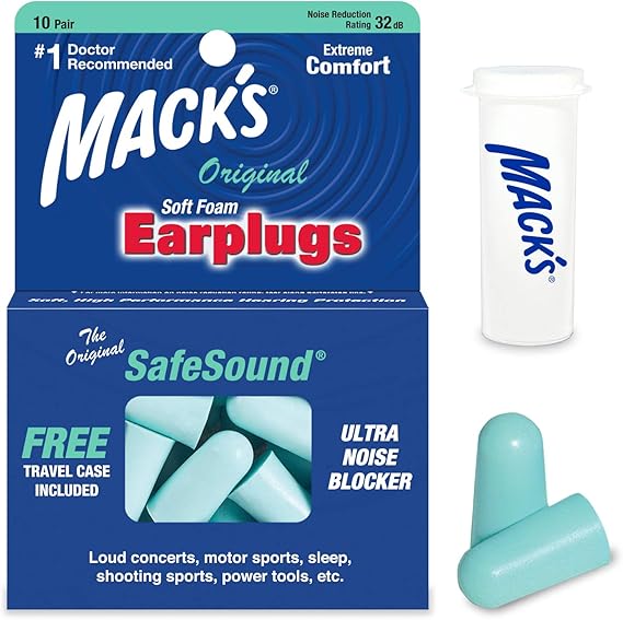 Protetor Auricular Macks Original 10 Pares Com Case Cor:Azul