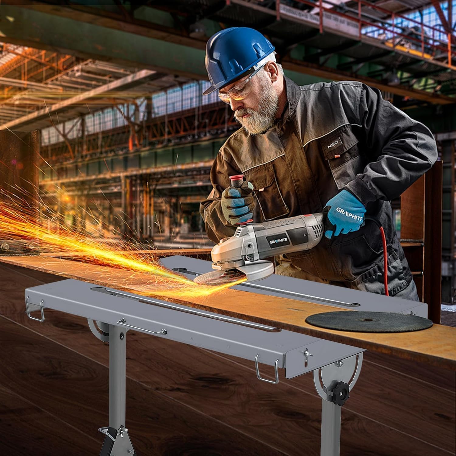 Folding Welding Table 350/400/500/1000lbs Steel Portable Workbench Table Garage - Picture 25 of 25
