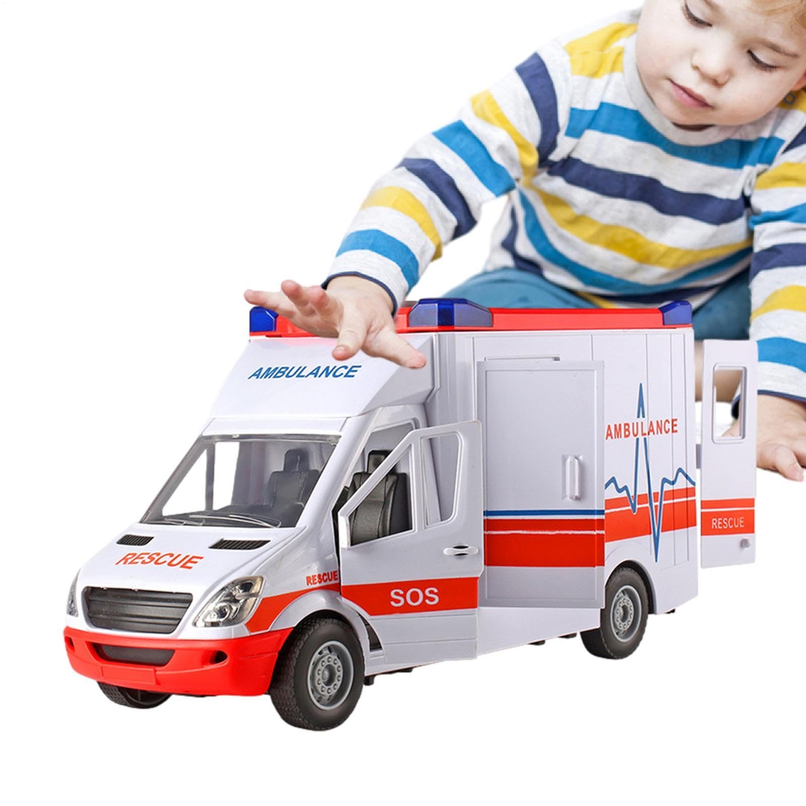 Auto Giocattolo 'ambulanza – Veicolo Di Salvataggio Con Effetti Luminosi E | Suono Della , Grandi Auto Di Lunga Durata | Giocare E Imparare Per Bambini Set Di D
