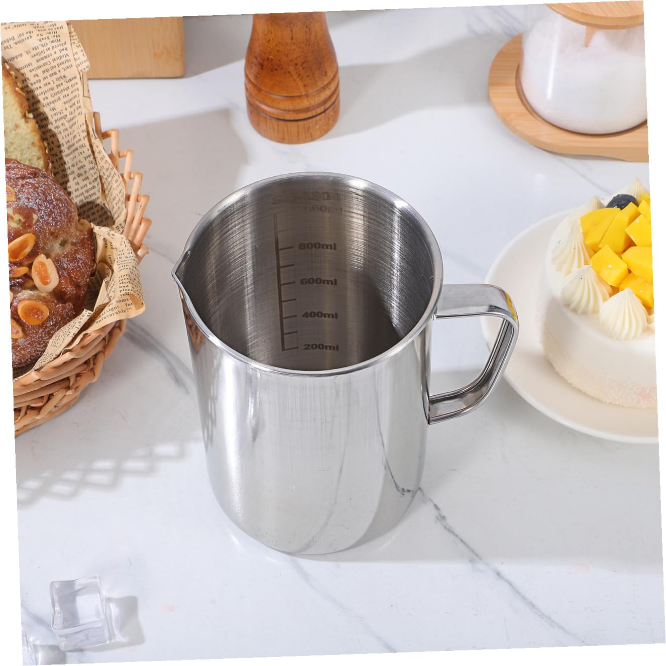 Alipis 2piezas Taza Medidora Inoxidable Graduada Vaso De Para Cocinas y Restaurantes Herramienta De Medición Precisa y Reusable