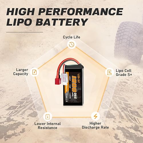 Miniatura 6 de 7.4V Lipo Batería 1200mAh 2S 35C Alta tasa de descarga Batería recargable con Dean-Style T Plug Fit para WLtoys A949 A959 A969 A979 K929 Most 110