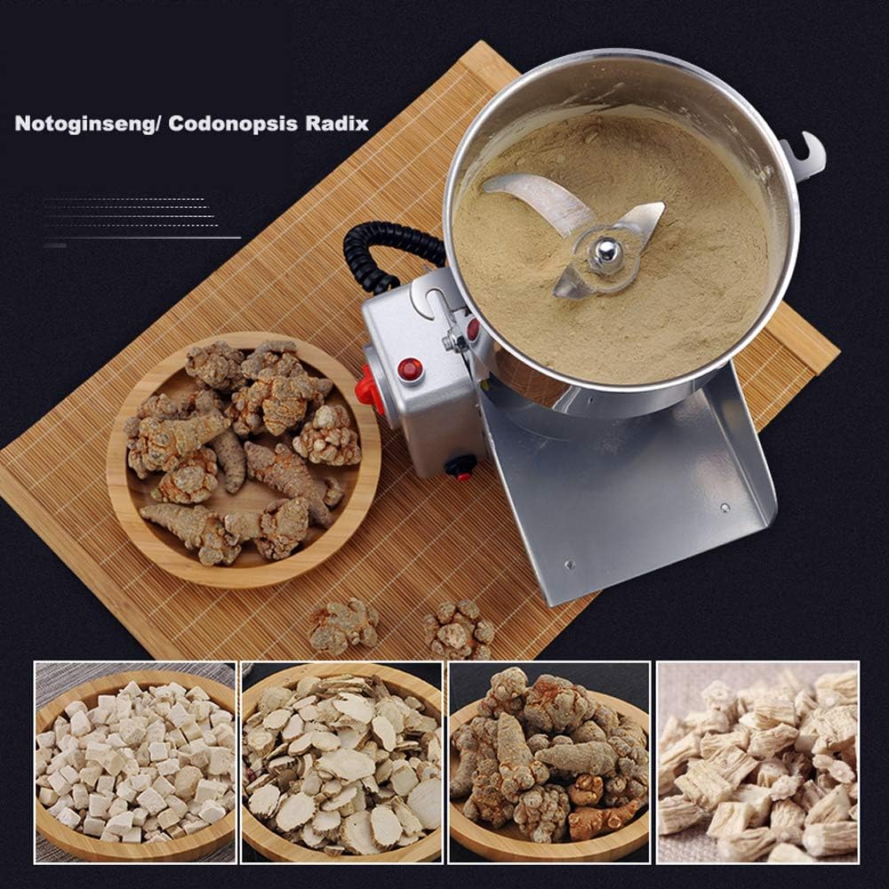 Electric and Grinder Mill - Stainless Steel Food Grade Gristmill with High Speed Motor - Timing Switch and Overload Protector for Cereals Coffee and Powder Processing