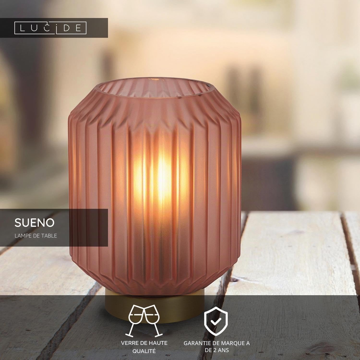 LUCIDE SUENO - Lampe de table - Ø 13 cm - 1xE14 - Rose